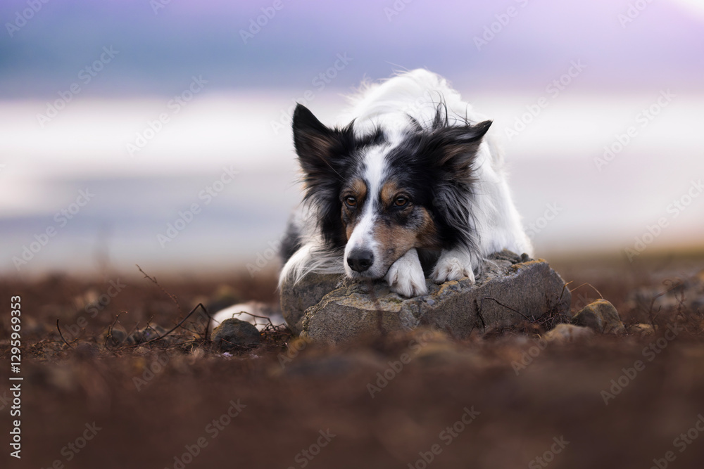 Fototapeta premium Border collie dog at the beach