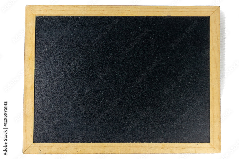 Blank empty chalk board isolated on white background, class school black board for mockup design