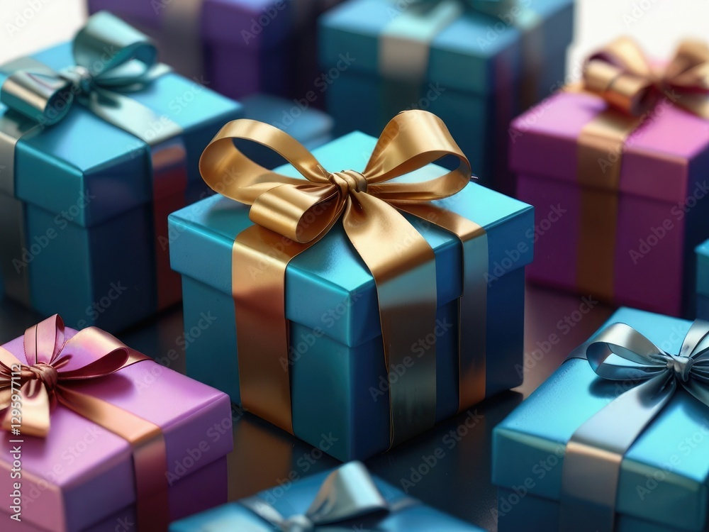Luxury Iridescent Gift Box with Shiny Red Ribbon - Perfect for Special Occasions & Celebrations Luxury Iridescent Gift Box with Shiny Red Ribbon - Perfect for Special Occasions & Celebrations