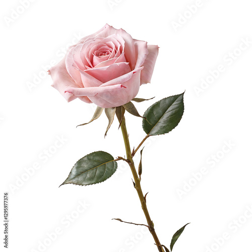 single pink rose on transparent background