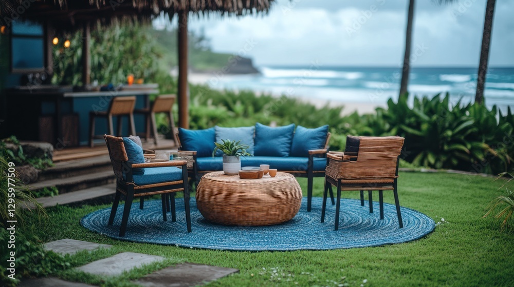 Fototapeta premium Tropical Beachfront Outdoor Patio Furniture