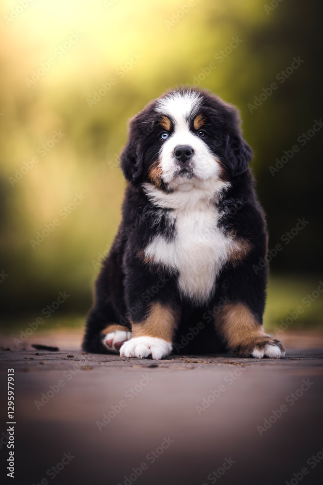 Bernese mountain dog puppy outdoors Bernese mountain dog puppy outdoors