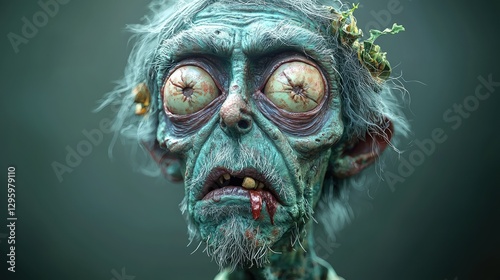 This eerie old creature features an expressive face with frightening eyes