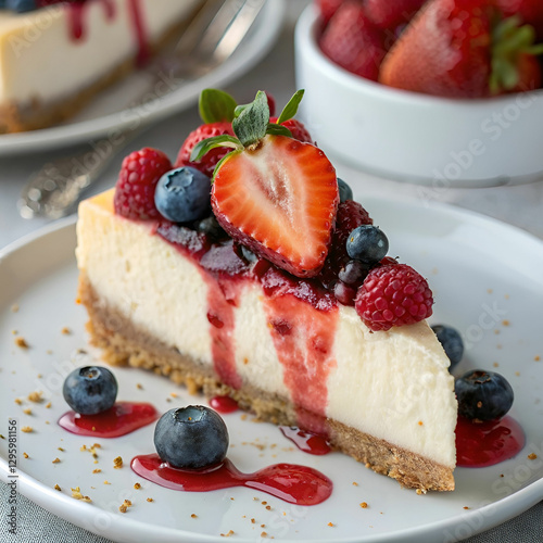 delicious berry cheesecake slice