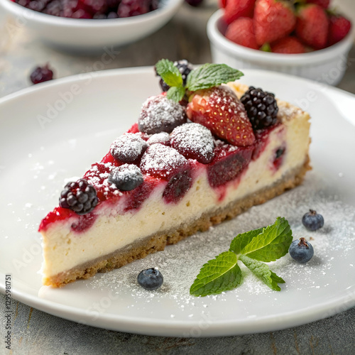 delicious berry cheesecake slice