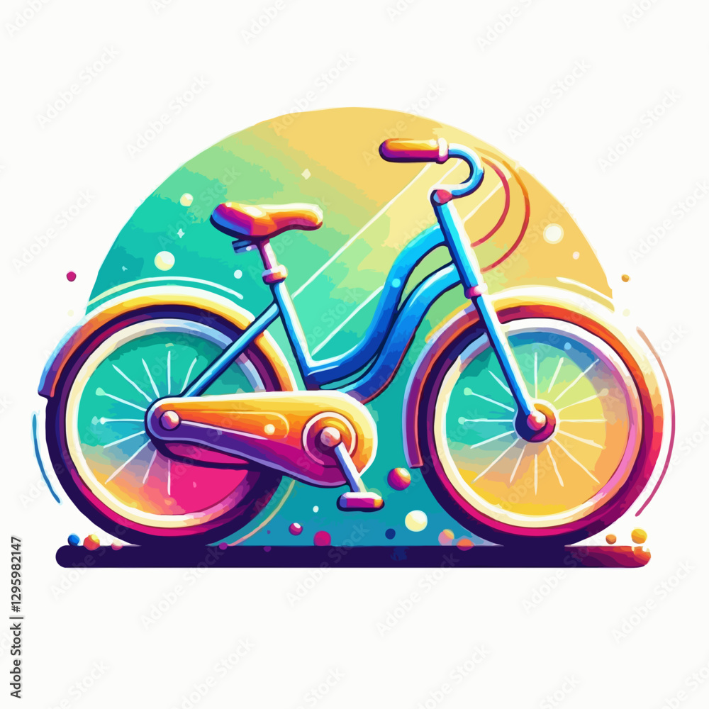 Fototapeta premium Colorful bicycle in vibrant digital illustration style