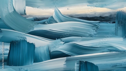 Texture with light blue and grey brush strokes of oil paint