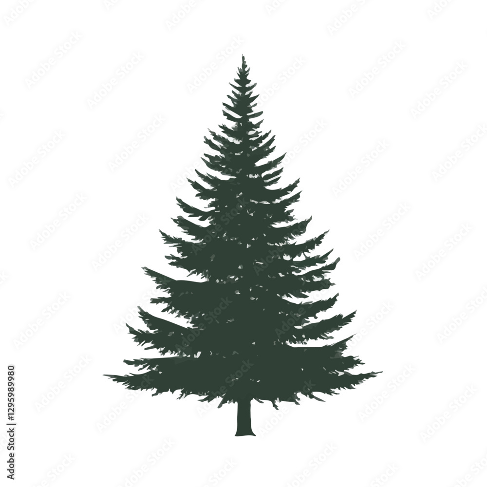 Fir sapling minimalist 2D vector graphic illustration sketch on a white background.
Fir sapling minimalist 2D vector graphic illustration sketch on a white background.