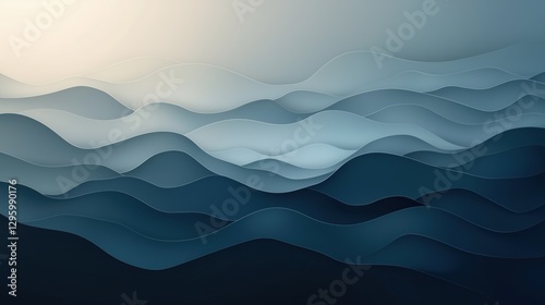 The image is a blue wave with a white background