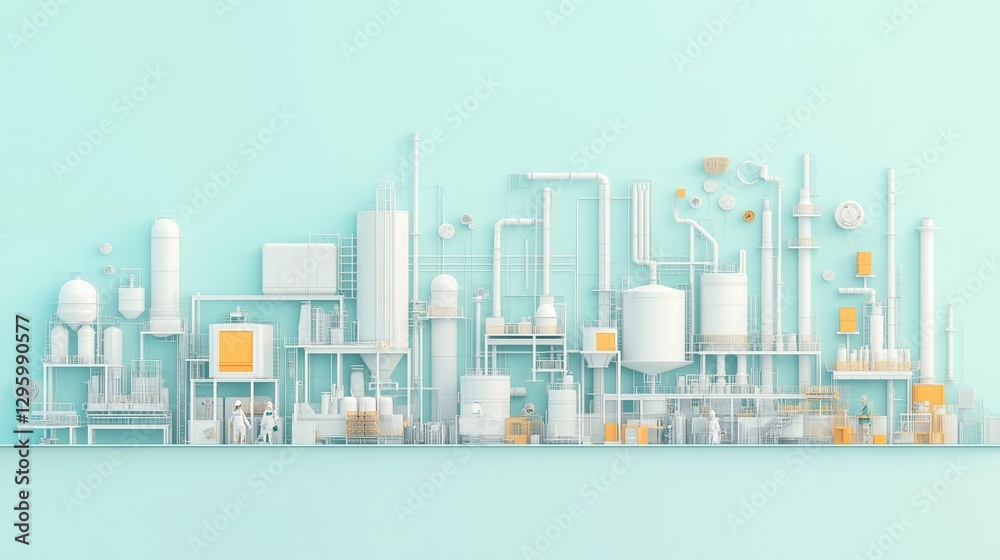 Obraz premium A large industrial plant with many pipes and tanks
