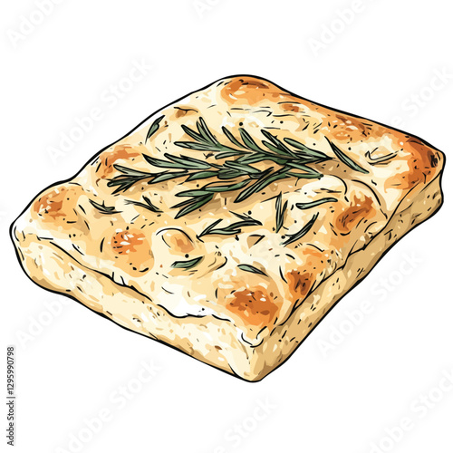 Focaccia minimalist 2D vector graphic illustration sketch on a white background.

