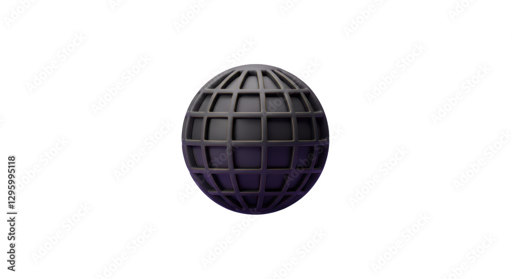 Isolated Grid Globe Sphere Model in Dark Gray Isolated Grid Globe Sphere Model in Dark Gray