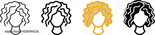 Curly hair icon , Vector illustration
