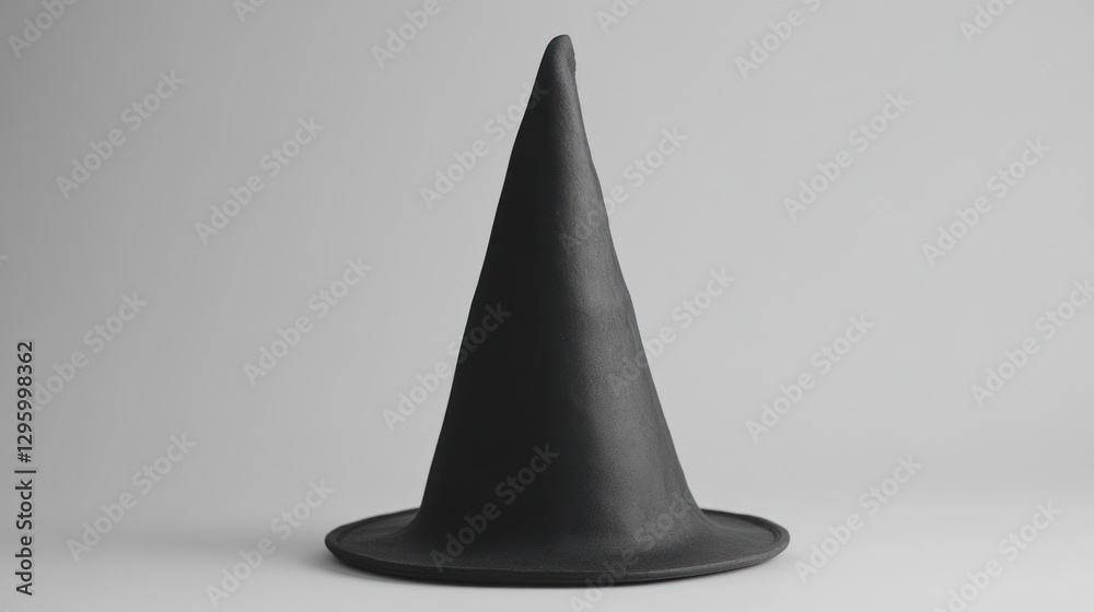 Fototapeta premium Black Witch Hat on Plain Background