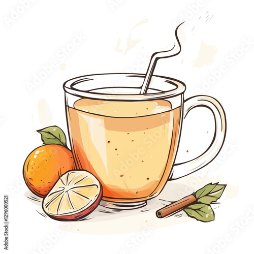 Hot cider minimalist 2D vector graphic illustration sketch on a white background.

