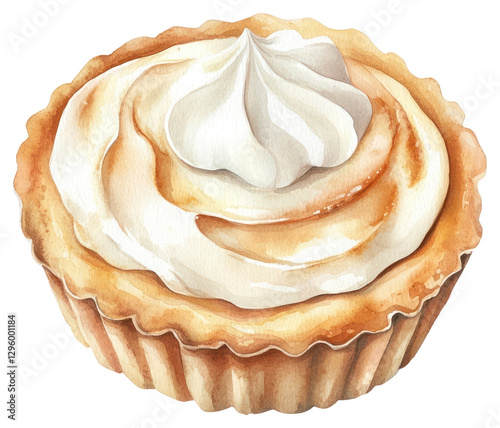 PNG Meringues pie dessert illustration watercolor. photo