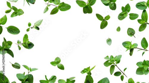 Fresh mint leaves falling on transparent background
