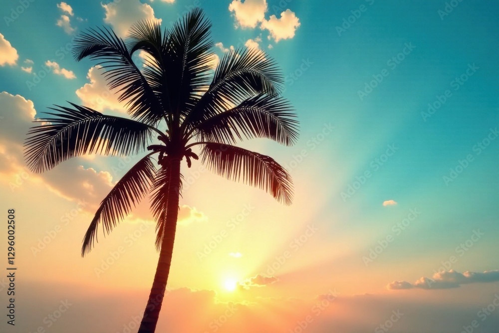 Palm tree silhouetted against bright sky, bright, palm tree, outdoor Palm tree silhouetted against bright sky, bright, palm tree, outdoor