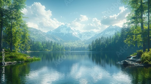 Conception of a delightful elevation lake, elevation lake view, elevation timberland