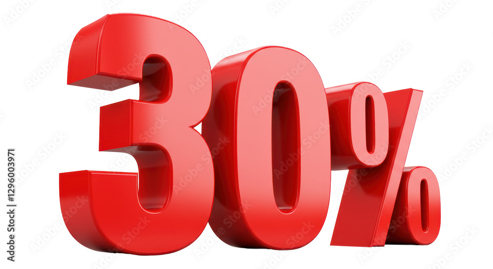Isolated Red 30 Percent Sign Isolated Red 30 Percent Sign