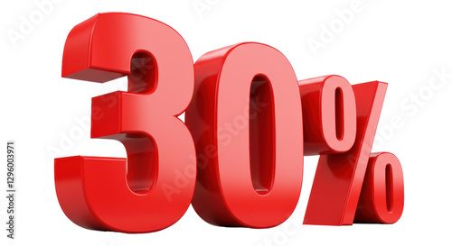 Isolated Red 30 Percent Sign