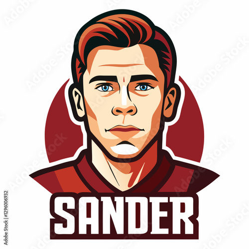 Sander portrait illustration in red and white style
