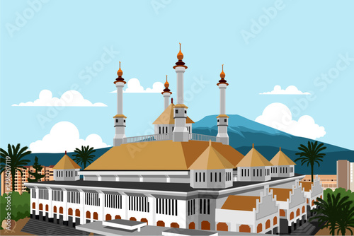 illustration of the great mosque of Tasik Malaya, West Java, Indonesia