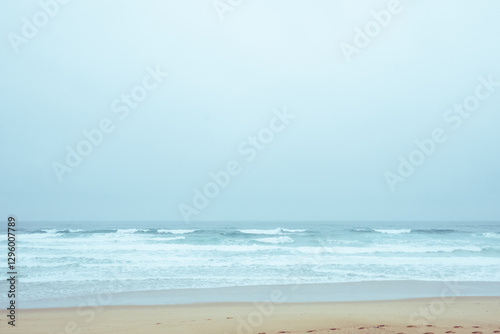 Foggy beach day photo