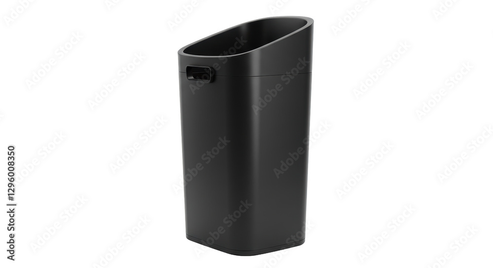 Isolated Modern Black Trash Can, Minimalist Design Isolated Modern Black Trash Can, Minimalist Design