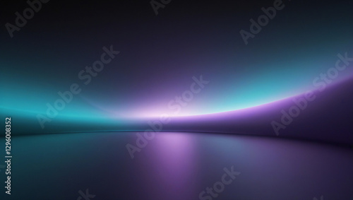 Dark Gradient Abstract Background with Soft Blurred Light, Black and Teal Blue Night Glow, Minimalist Futuristic Design