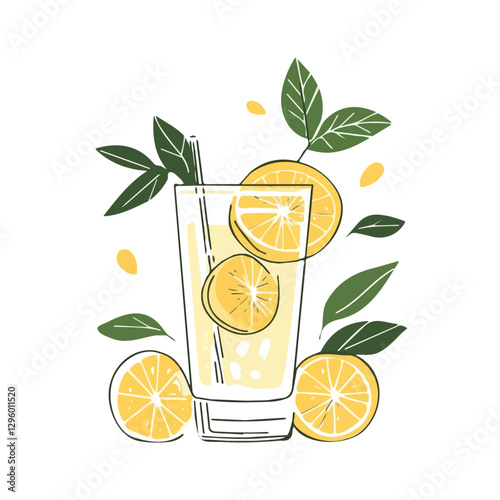 Lemonade minimalist 2D vector graphic illustration sketch on a white background.


