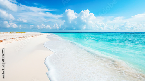 The beach exudes an enchanting and untouched allure, offering a breathtaking panorama of soft, ivory-white sands that feel almost ethereal to the touch.