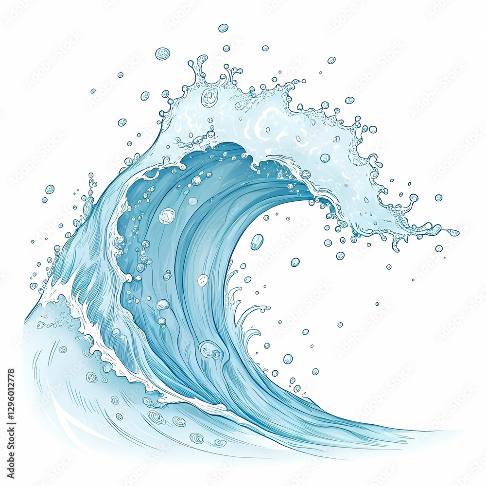 Fototapeta premium transparent water wave with splashes and drops