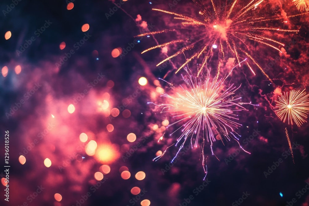 Fototapeta premium Celebratory Background of Fireworks for 4th of July Birthdays and New Year Festivities