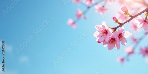 Delicate Pink Blossoms Against a Vivid Azure Sky, a Symbol of Spring's Gentle Arrival