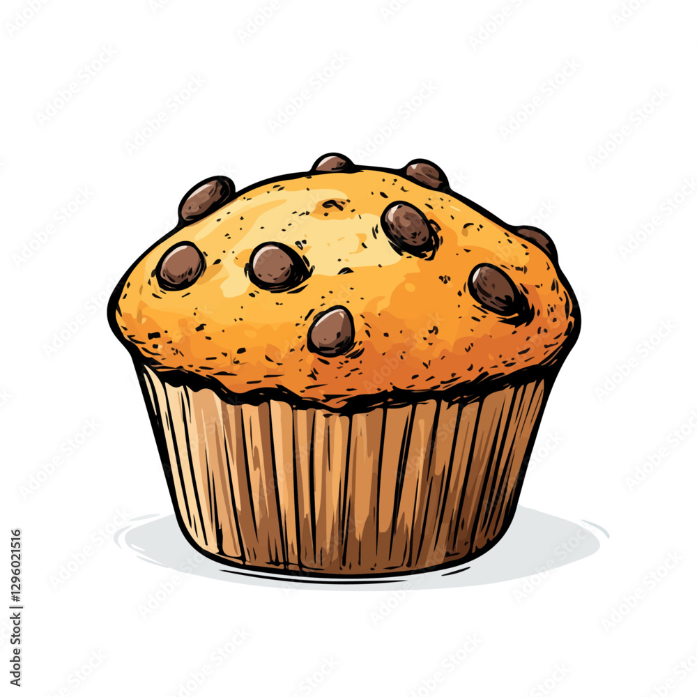 Muffin minimalist 2D vector graphic illustration sketch on a white background.
Muffin minimalist 2D vector graphic illustration sketch on a white background.