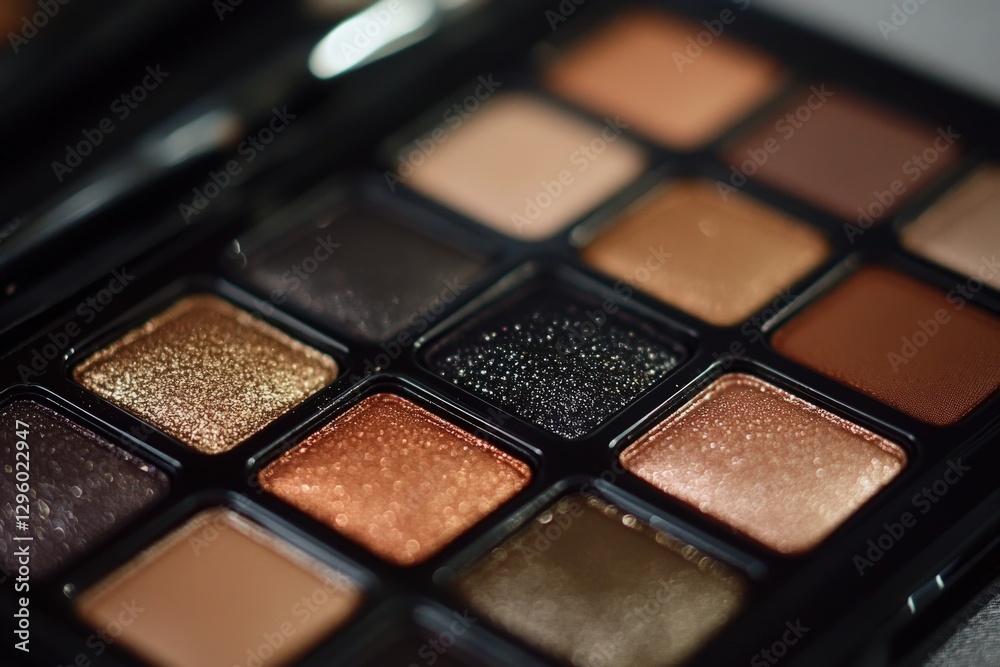Make-up palette and brushes. Professional eyeshadow palette. Close up Make-up palette and brushes. Professional eyeshadow palette. Close up