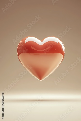 A Floating Heart With Two Tone Red and Pale Colors photo