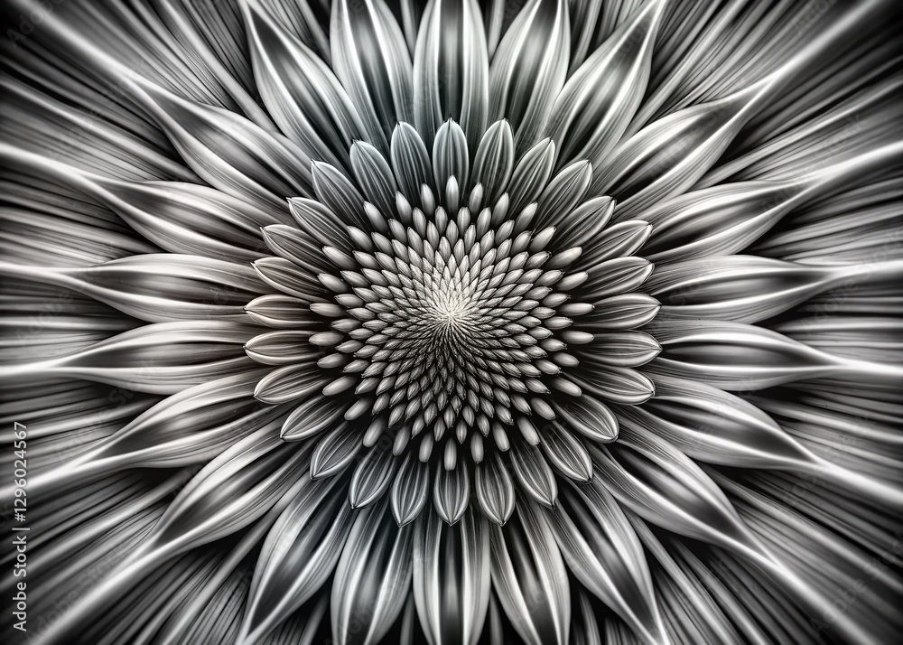 Fototapeta premium Abstract Black and White Starburst Macro Photography - Circular Design