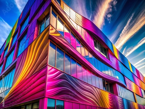 Abstract Colorful 3D Paint Stroke Wall Art - Blue Magenta Gradient Texture