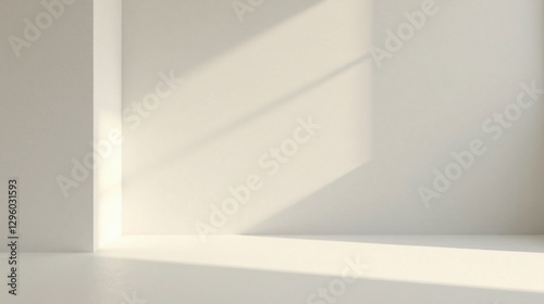 Empty Room with Sunlight Streaming Through a Window, Creating Soft Shadows on the Walls and Floor