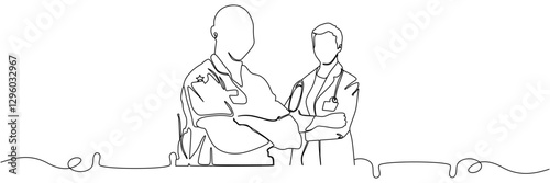 police and doctor line art illustration background