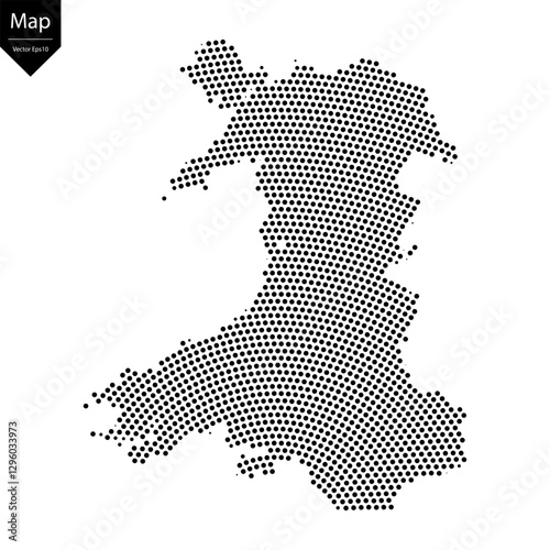 Abstract image Wales map from point Black on a white background. Vector illustration eps 10.