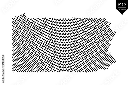 Abstract image Pennsylvania map from point Black on a white background. Vector illustration eps 10.