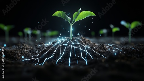 Surrealing digital rendering image of soil activation
