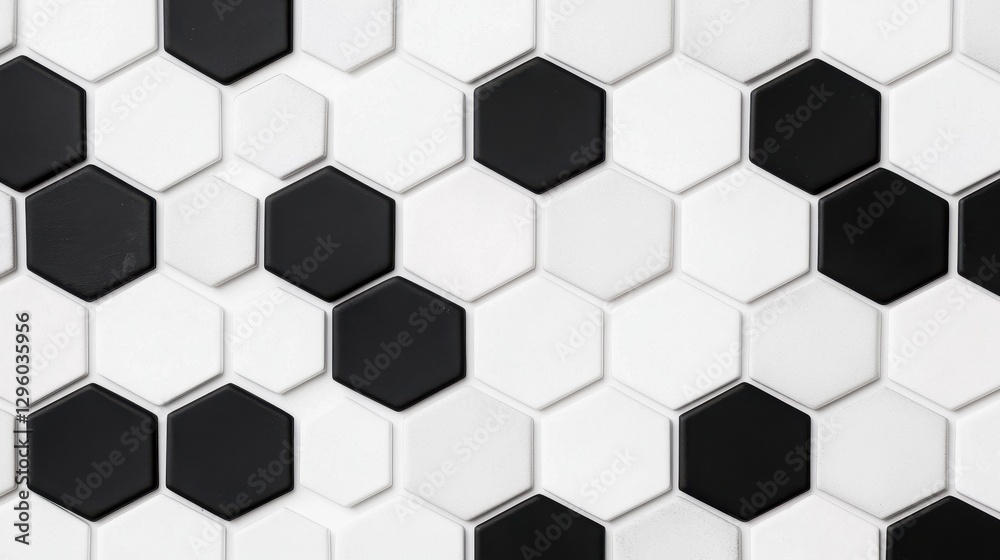 Hexagonal Pattern of Black and White Tiles for Modern Interiors Hexagonal Pattern of Black and White Tiles for Modern Interiors