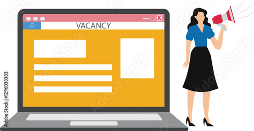 Looking for employment and job vacancy concept, Employees looking for job, Employees using magnifying glass searching a job on the search bar