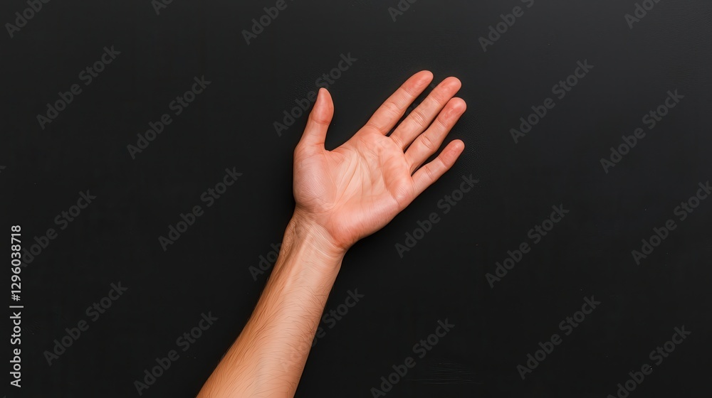 An open human hand is shown with a dark background An open human hand is shown with a dark background