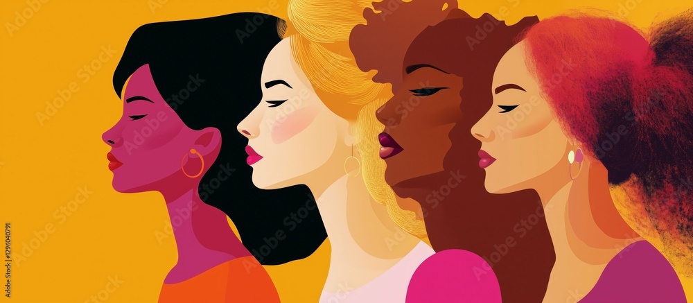 Diverse women stand together with closed eyes, celebrating unity and beauty. Diverse women stand together with closed eyes, celebrating unity and beauty.