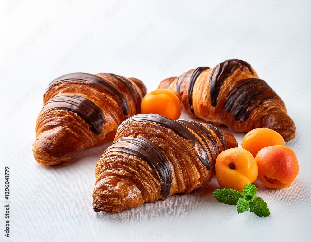 Fototapeta premium Schokoladencroissants mit Obst